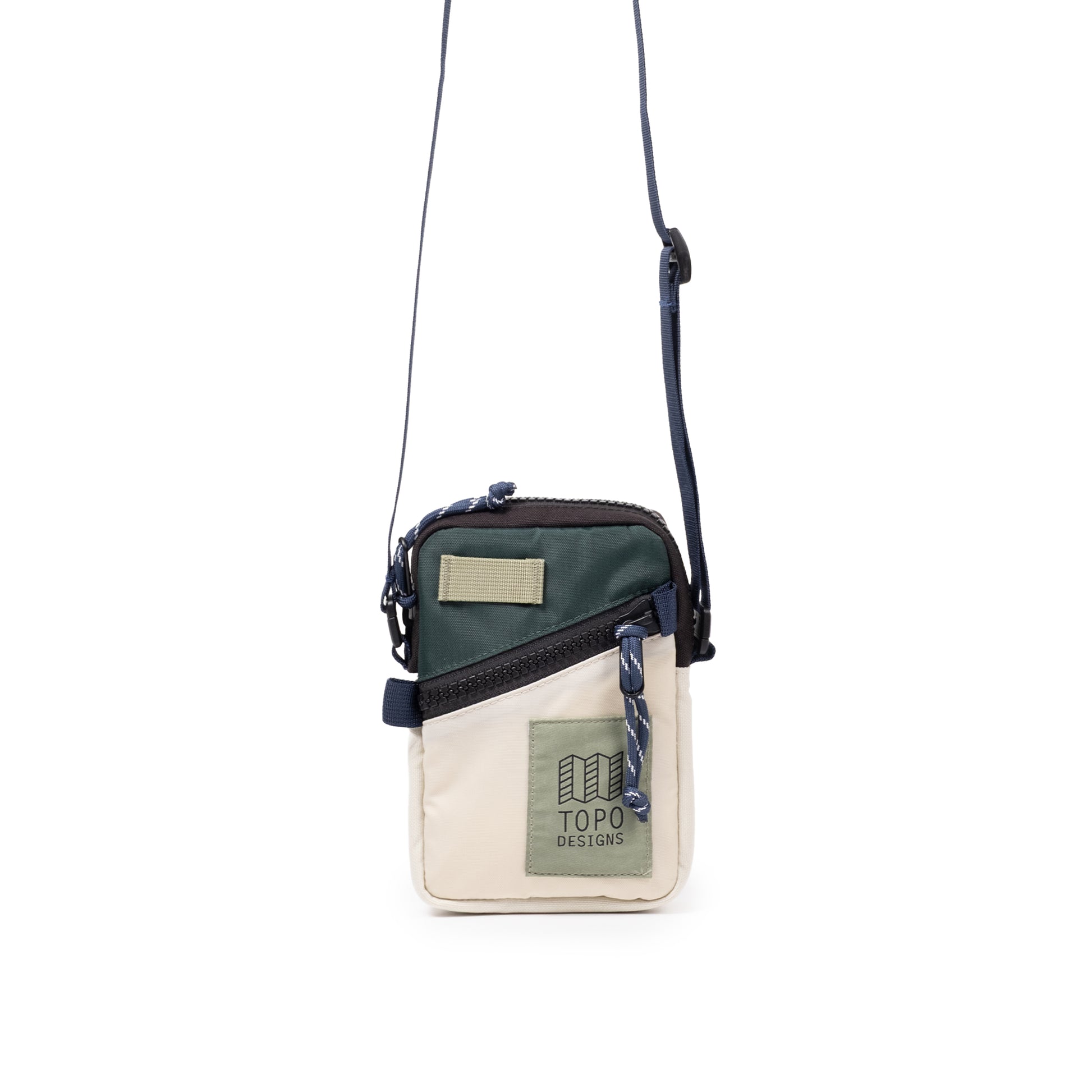 Front View of Topo Designs Mini Shoulder Bag in "Forest / Bone White"