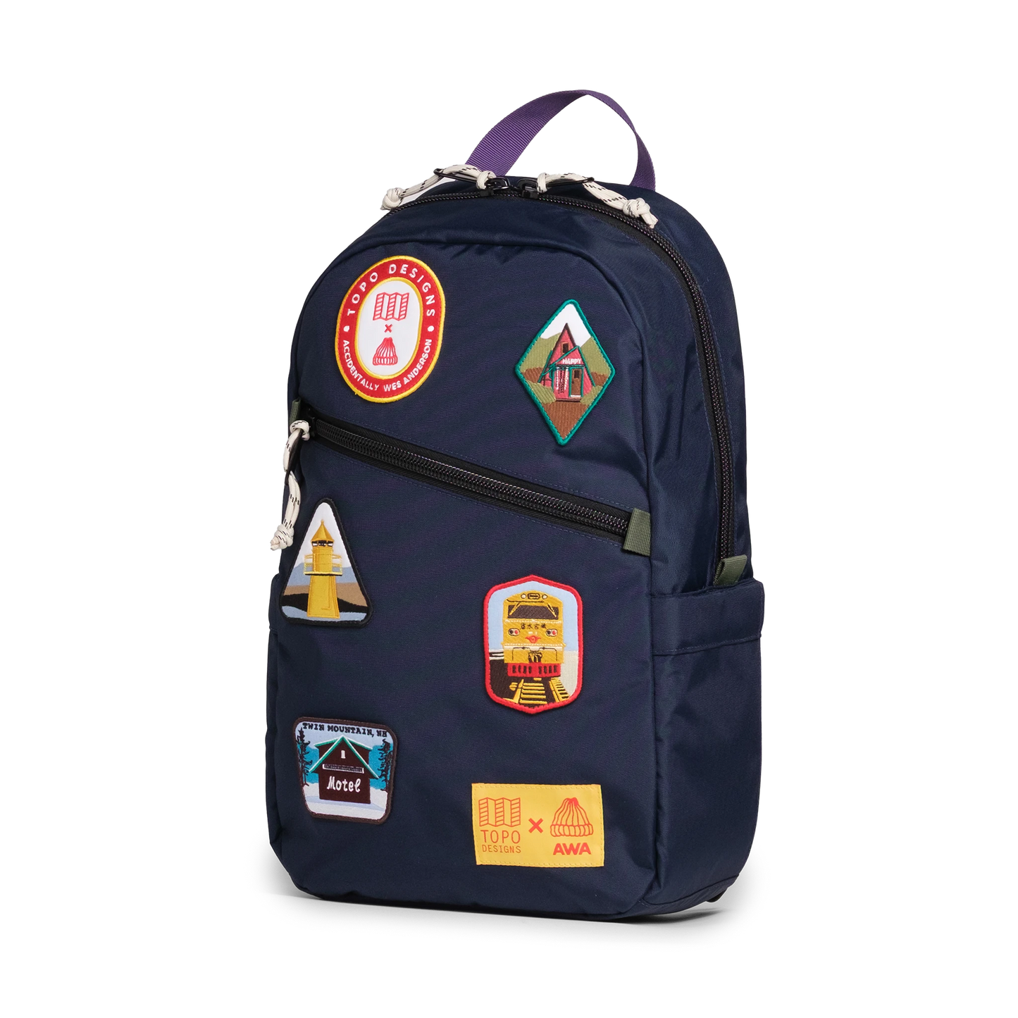 Quarter image of the Topo Designs x AWA Light Pack in "Navy / Navy"