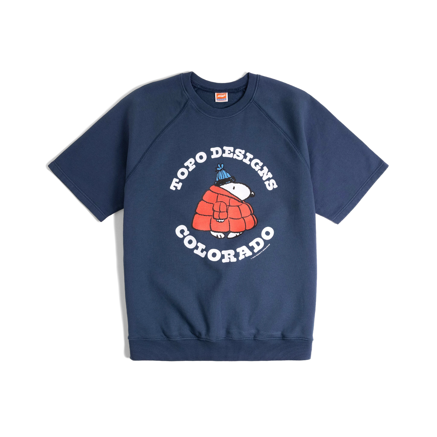 General front image of Topo Designs x TSPTR Puffy Coat Sweatshirt in "Navy"