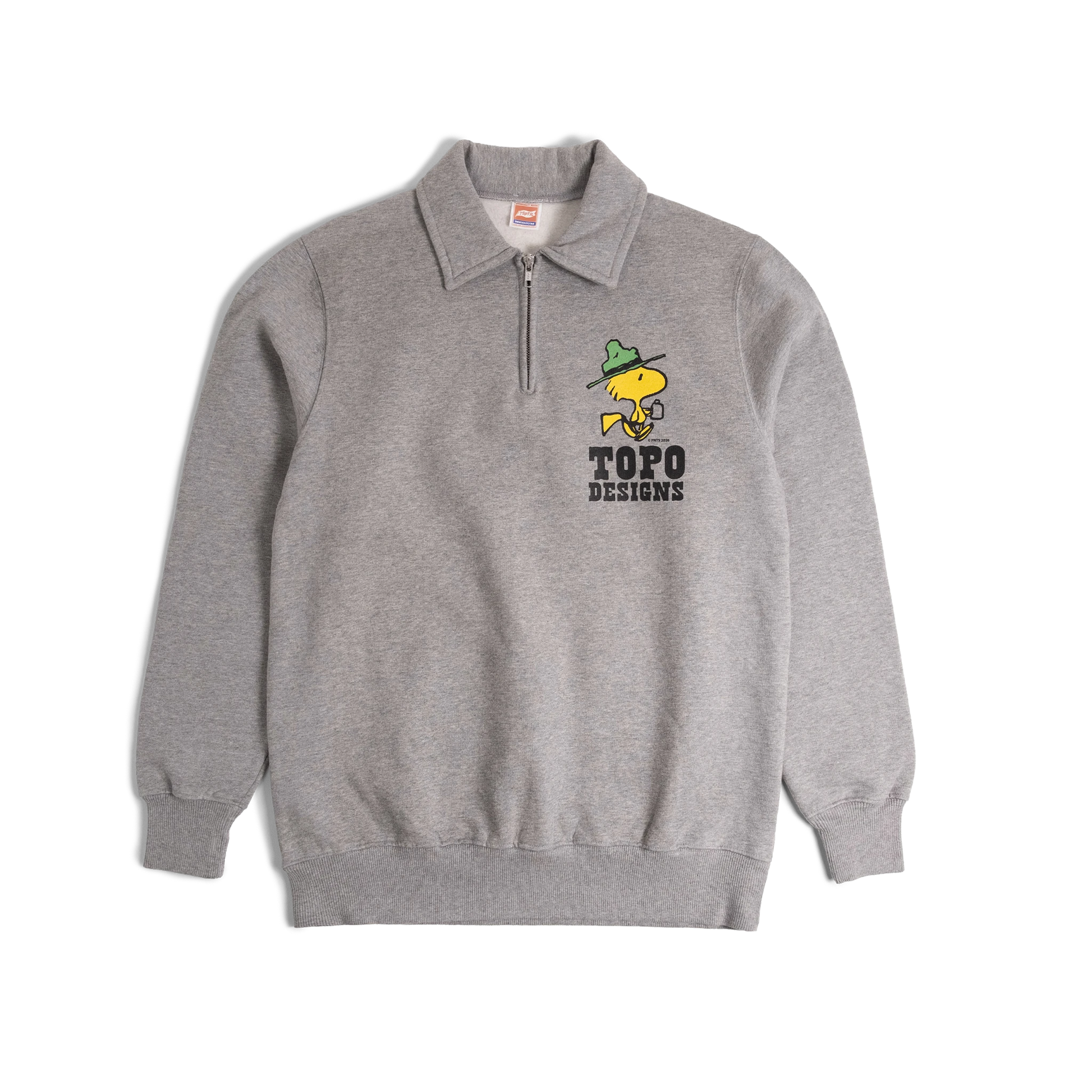 General front image of Topo Designs x TSPTR Woodstock 1/4 Zip in "Grey Marl"