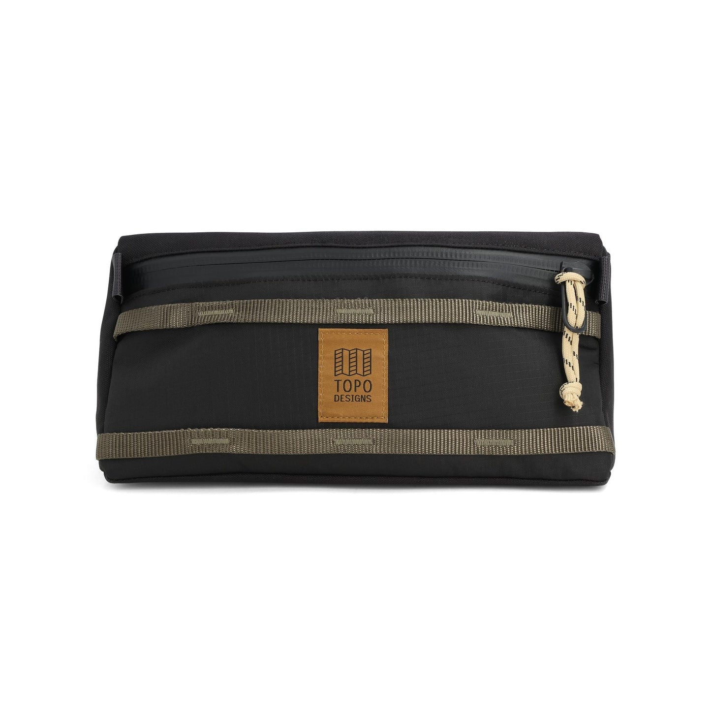 Front View of Topo Designs Bike Bag in "Black / Neutral"