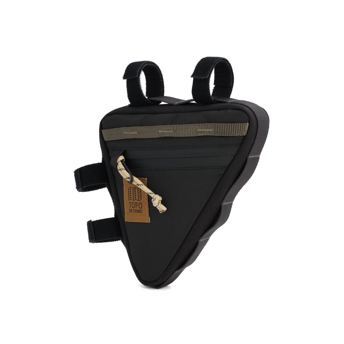 Front View of Topo Designs Bike Frame Bag in "Black / Neutral"