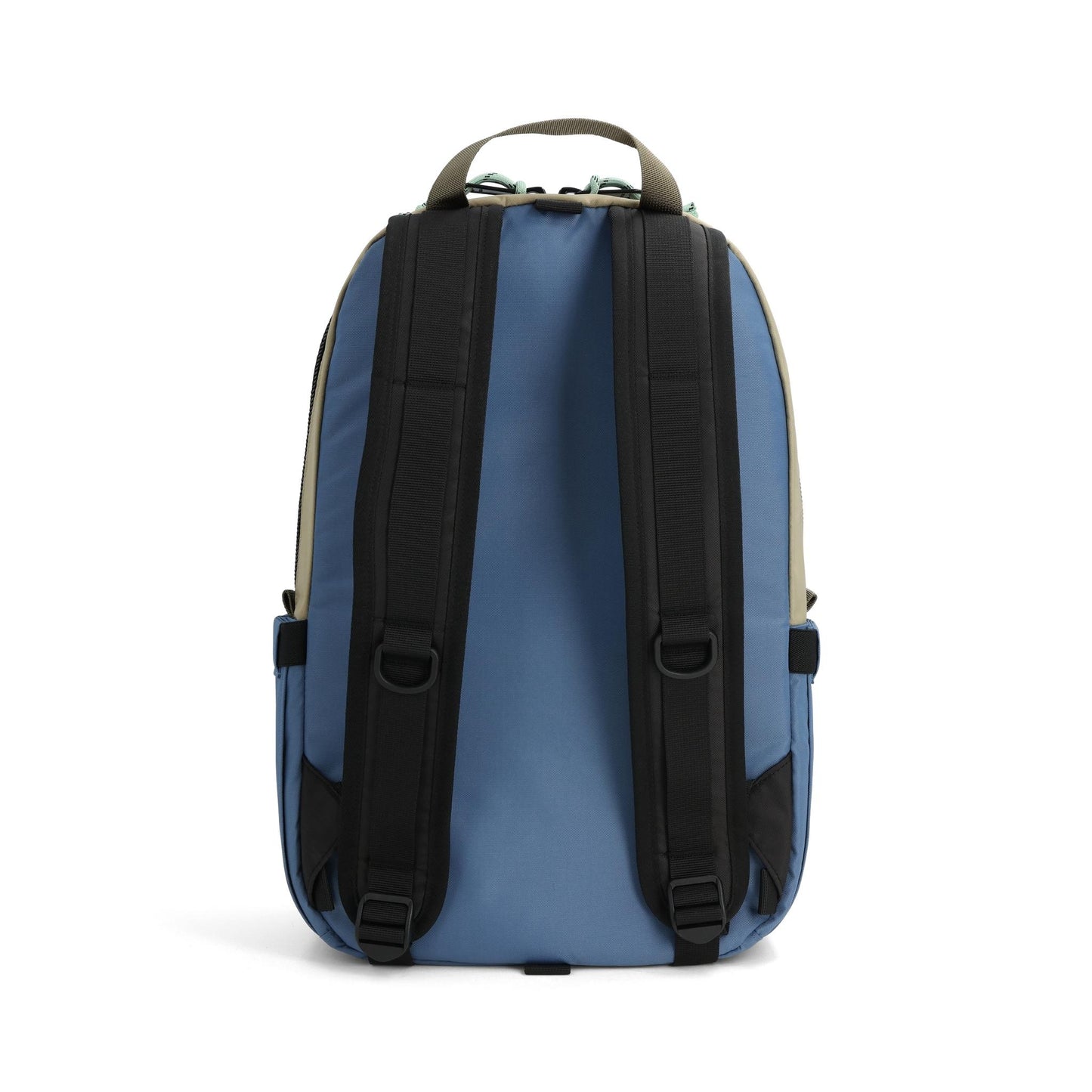 Back View of Topo Designs Light Pack in "Stone Blue / Elmwood"