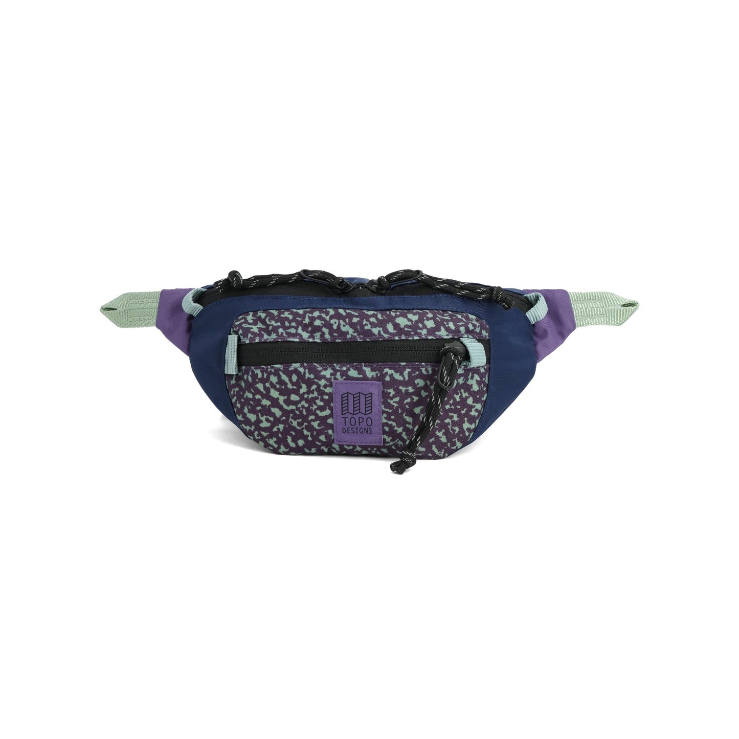 Front View of Topo Designs Mountain Waist Pack in "Loganberry / Crackle"