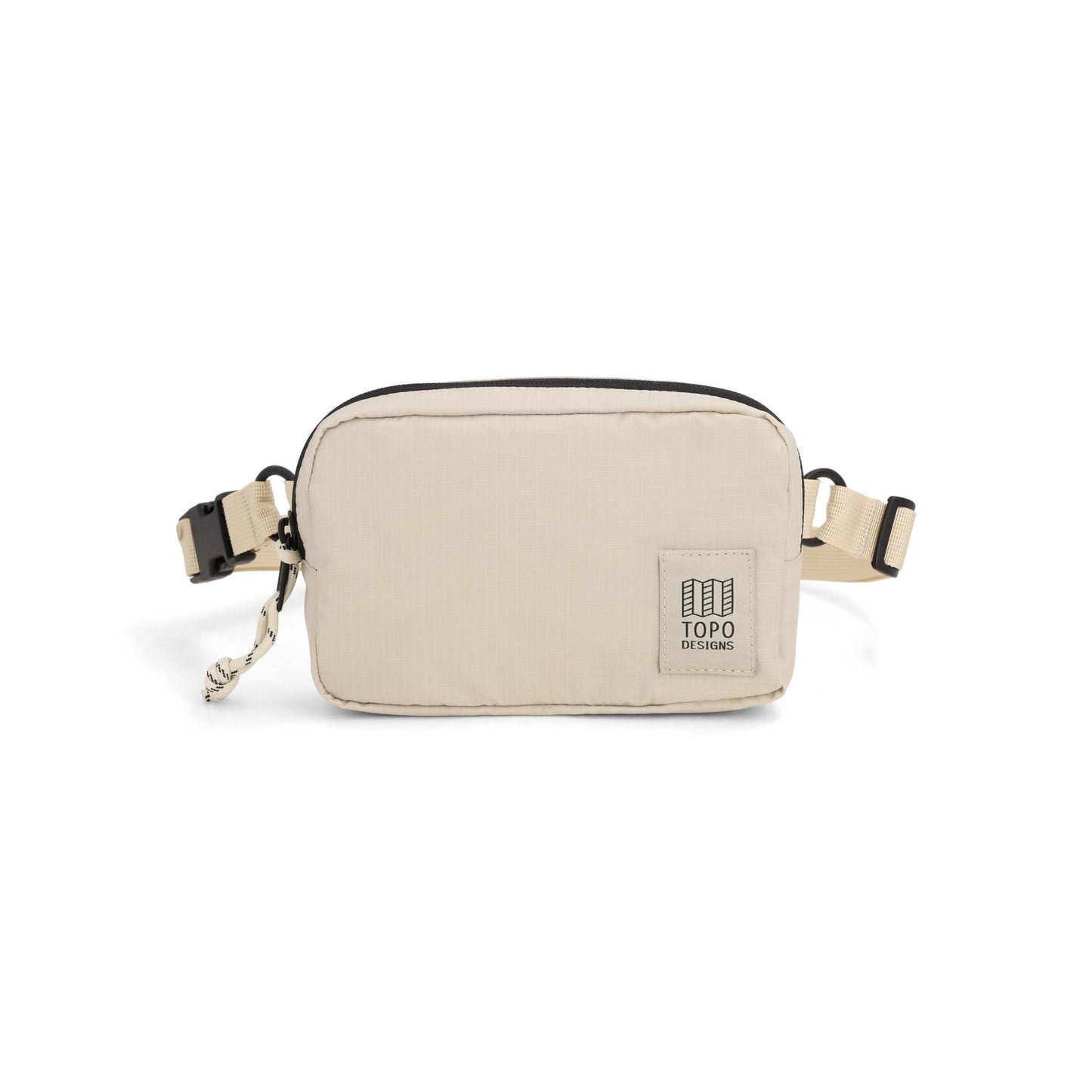 Front View of Topo Designs Ripstop Belt Bag in "Bone White"