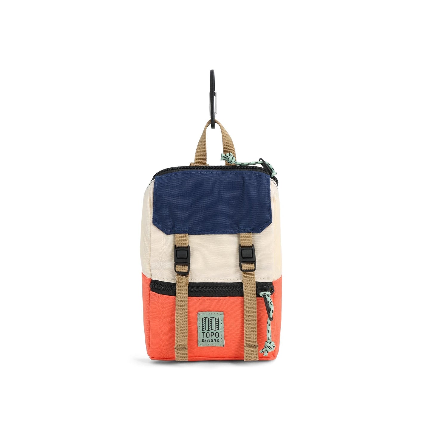 Front View of Topo Designs Rover Pack Micro in "Almond / Emberglow"