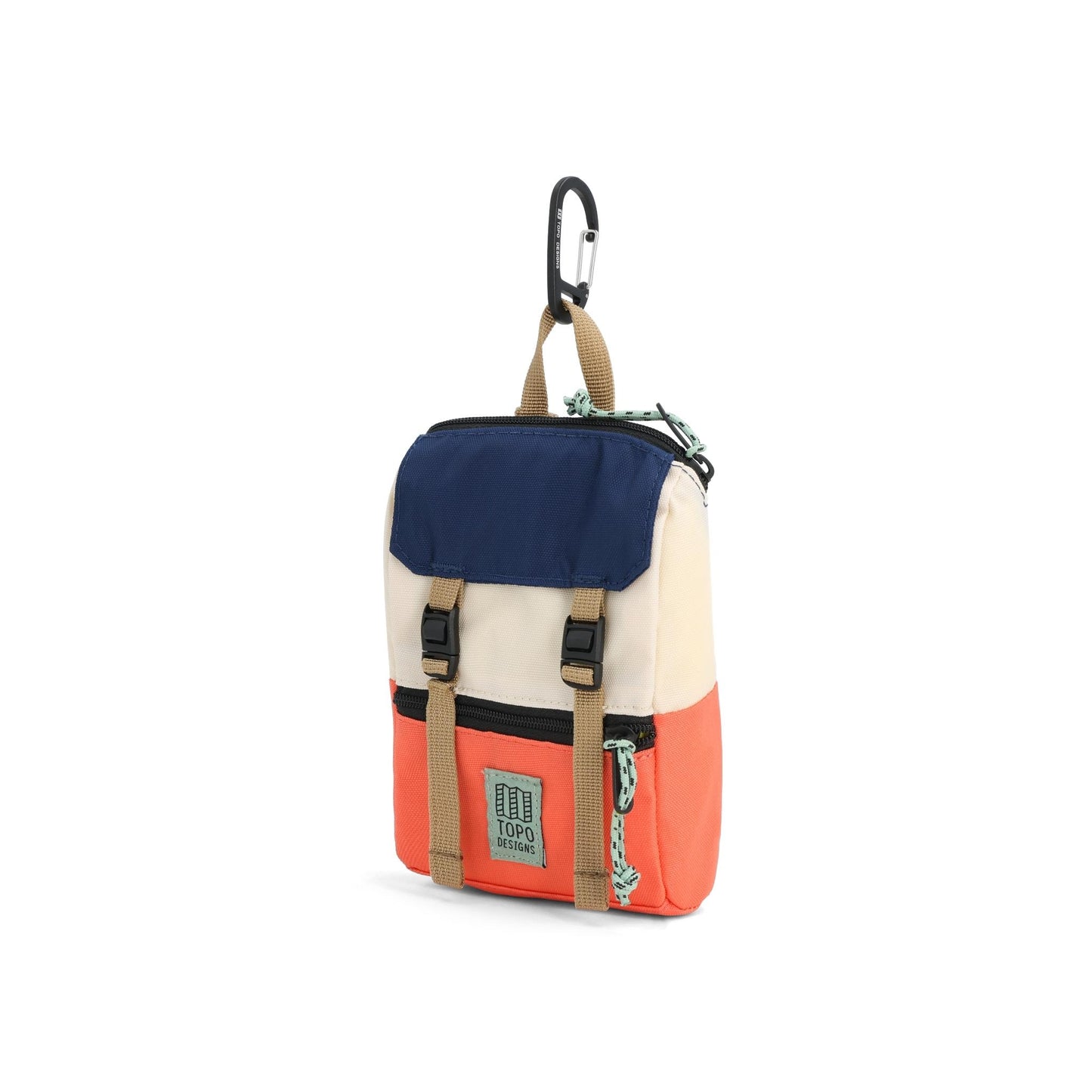 Front View of Topo Designs Rover Pack Micro in "Almond / Emberglow"