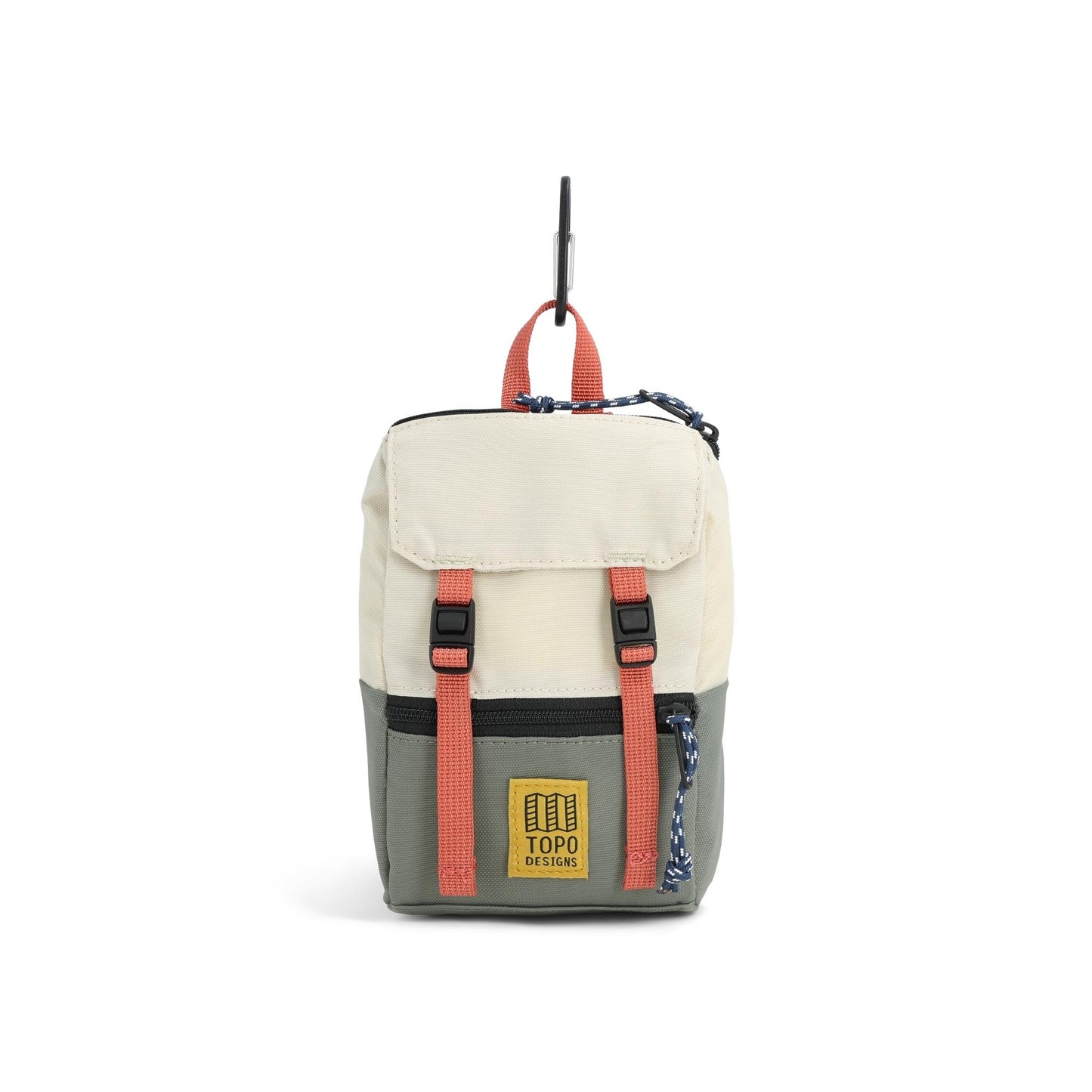 Front View of Topo Designs Rover Pack Micro in "Bone White / Beetle"