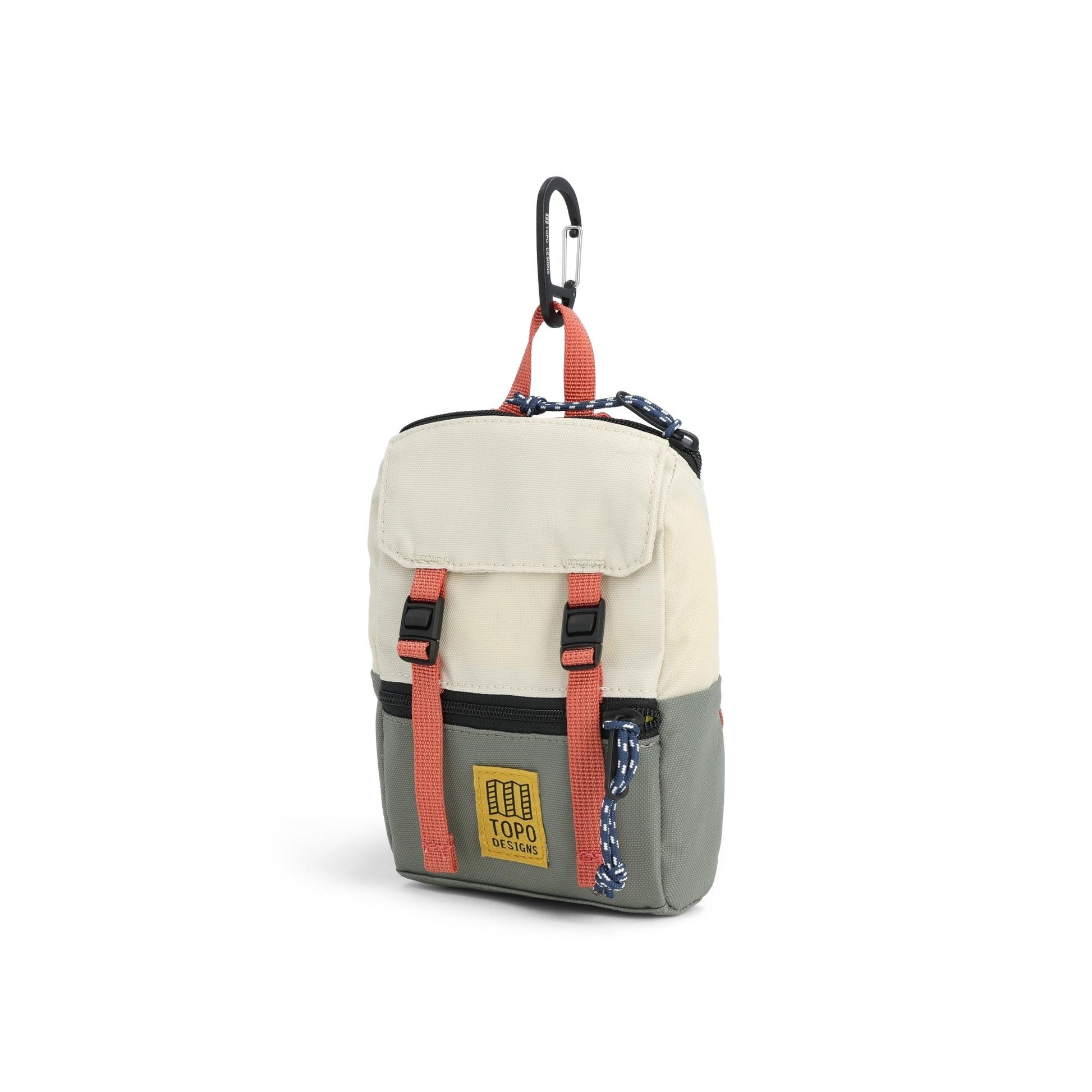 Front View of Topo Designs Rover Pack Micro in "Bone White / Beetle"