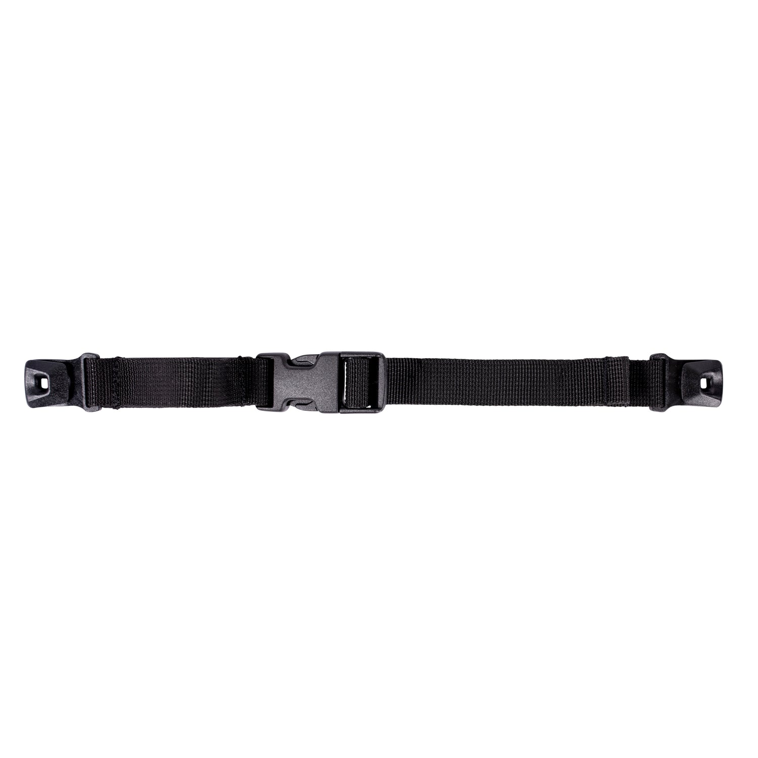 Topo Designs backpack sternum strap in black with clip attachments in "Black Clip" variant.